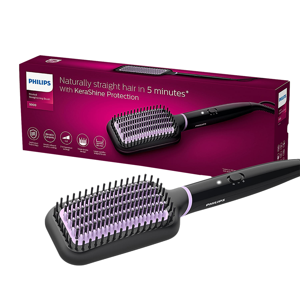 Buy PHILIPS BHH880 10 Hair Straightening Brush with 2 Temperature Settings Black Online Croma